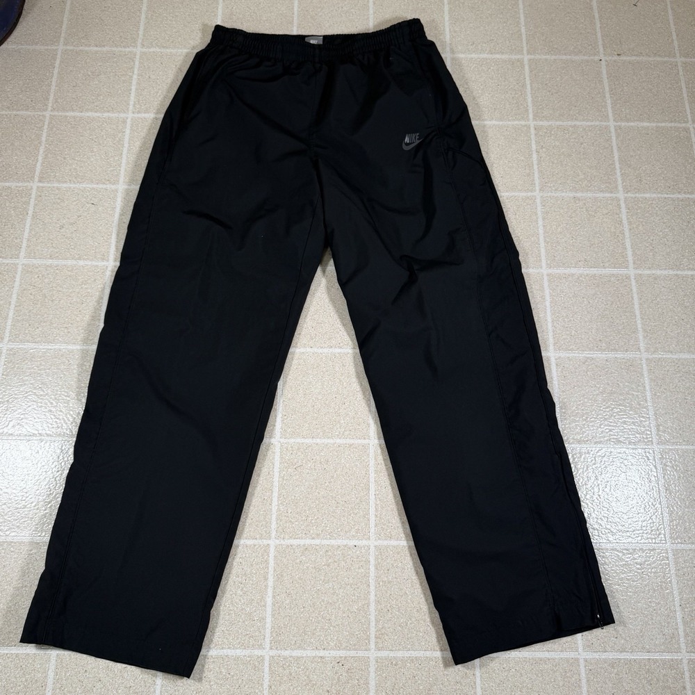 Vintage Y2K Nike Windbreaker Track Pants Men XL Black Lined Baggy Wide Leg